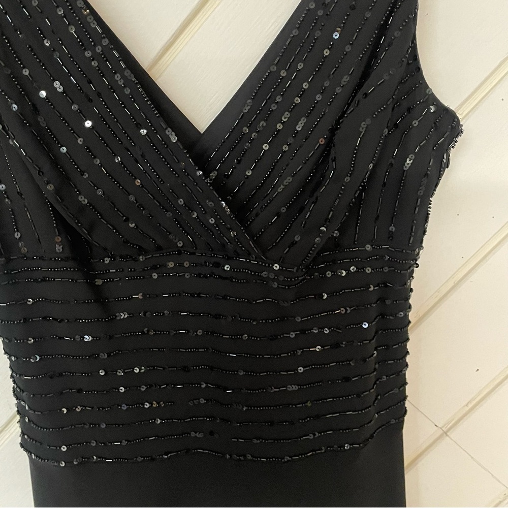 S.L. Fashions Black Evening Dress with sequin details, SZ 12